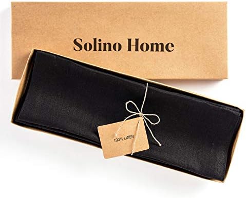 Solino Home 100% Linen Woven Placemats Black, Fete 14 x 19 in, Set of 6