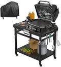 Outspark Grill Stand for Ninja Woodfire Outdoor Portable Prep Cart Table Station for Ninja XSKUNSTAND OG700 OG321 OG900 OO101 Series and Smoker Pizza Oven Accessories with Wheels & Grill Cover