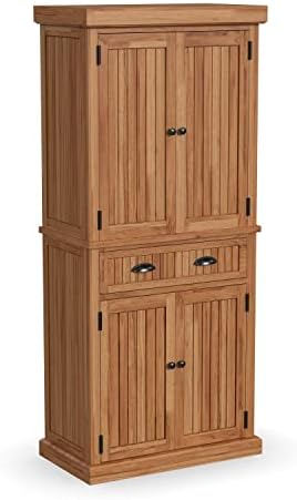 Homestyles Nantucket Natural Wood Pantry with Four Doors