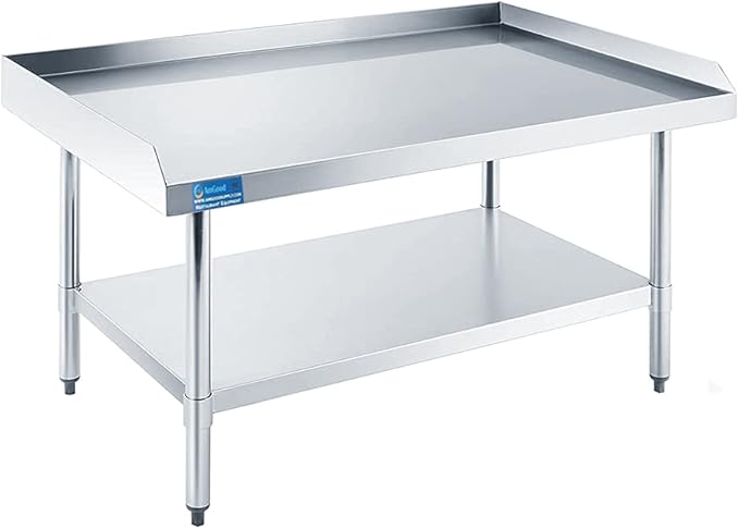 Stainless Steel Equipment Grill Stand with Adjustable Undershelf | Heavy Duty 18-Gauge Top | NSF Certified for Commercial Kitchen & Utility Use (30" x 60")