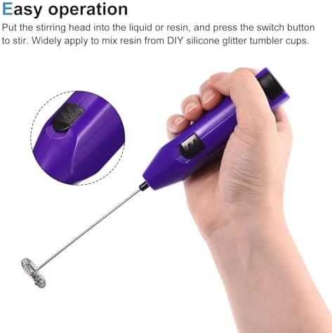 MECCANIXITY Electric Tumbler Stirrer, Handheld Mini Mixer Battery Operated Stirring Mixing Purple for DIY Glitter Tumbler Cup, Pack of 2
