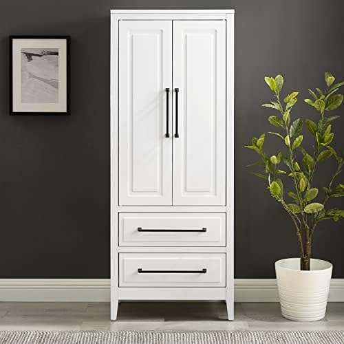 Crosley Furniture Genevieve Pantry Storage Cabinet with Shelves, Kitchen, Dining, or Laundry Room, White