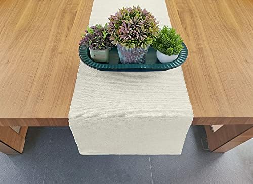 AVKA Studio 100% Cotton Ribbed Table Runner - Pack of 1-13 x 72 Inches - Off White - Dining Or Kitchen Table Runner Thick Construction for Everyday Use, Picnics, Outdoor Table, Parties, etc