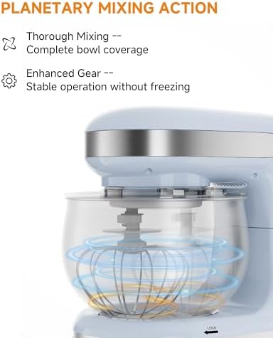 Stand Mixer 3.4QT Kitchen Electric Standing Mixer 6+P Speed 3-In-1 Blue