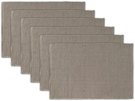 100% Cotton Ribbed Placemats - Set of 6-13 x 19 Inches - Taupe - Everyday Cloth Table Mats - Thick Construction, Washable & Reusable Cloth Place Mats - by AVKA Studio