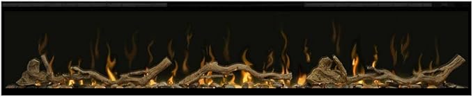 Dimplex IgniteXL 74 inch Built-in Linear Electric Fireplace with Driftwood and River Rock Accessories - Black, XLF74 & LF74DWS-KIT
