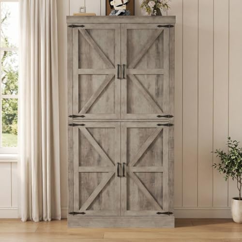Kitchen Pantry Cabinet, 70" Tall Storage Cabinet with 2 Adjustable Shelves