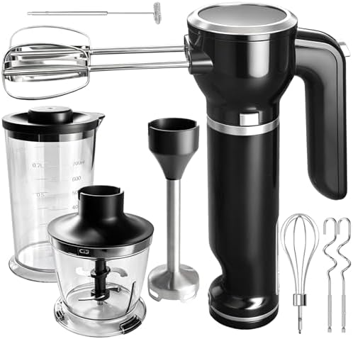 Showvigor Handmixer Electric Handheld, 6-in-1 Multifunctional Handheld Immersion Blender Bundle and Whisk, Milk Frother, Food Chopper