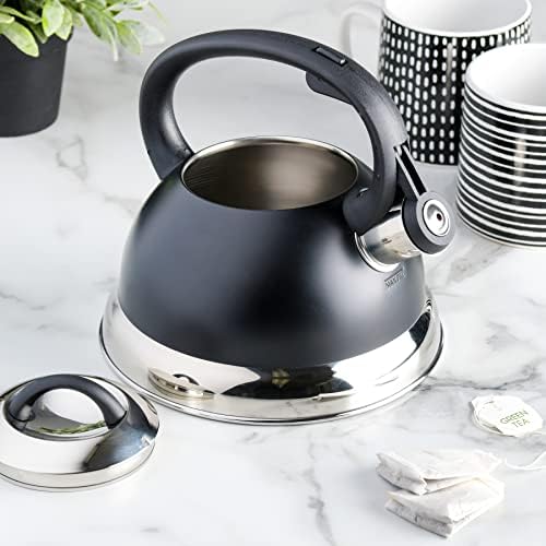 Mr. Coffee Flintshire 1.75-Quart Stainless Steel Whistling Tea Kettle with Nylon Handle – Matte Black Stove-Top Kettle for Boiling Water - Image 7