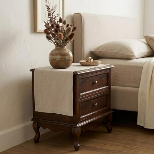 Solino Home 100% Pure Linen Table Runner Natural Woven, Fete 14 x 36 in
