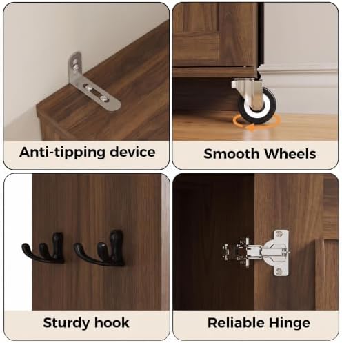 IRONCK Narrow Kitchen Pantry Cabinet, 72" H,Slim for Small Place, Walnut