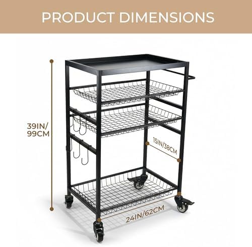 HOSY 4-Tier Rolling Grill Cart with Handle, Heavy-Duty Barbecue Workbench