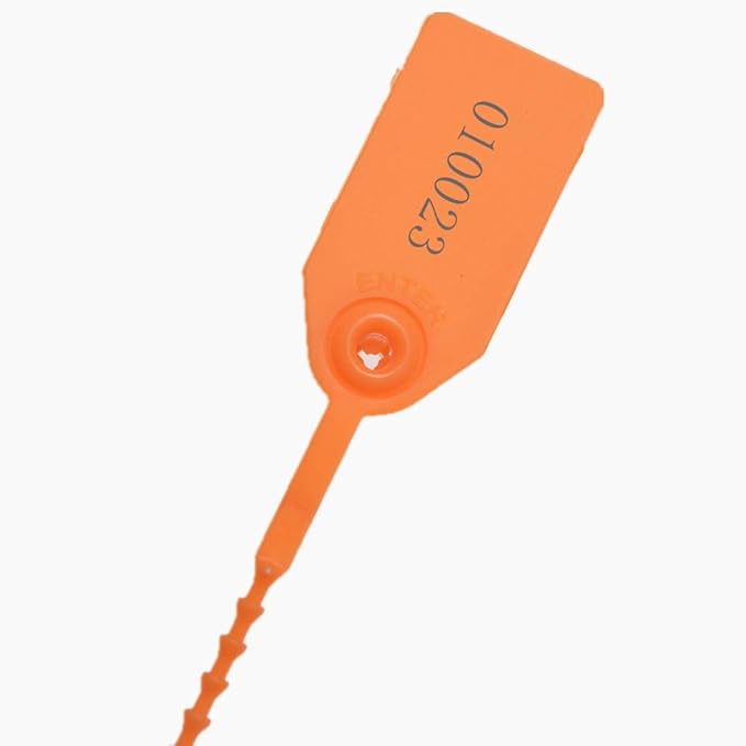 Plastic Security Seals 9.84“ Tamper Proof Self Locking Security Tags Pull-Tite Signage Ties Numbered Orange Pack of 100 PCS