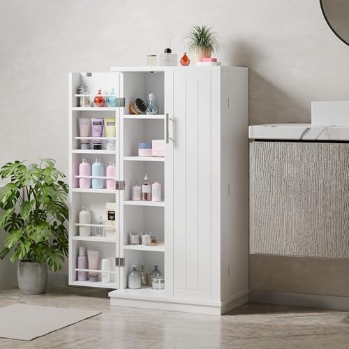 Shintenchi 47'' Kitchen Pantry Cabinet, 5-Layer Storage Cupboard, White