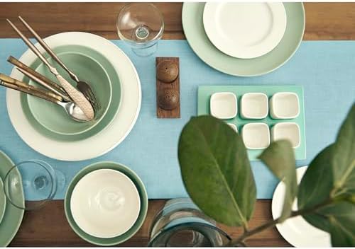 Solino Home 100% Pure Linen Table Runner Aqua Blue Long, Fete 14 x 108 in