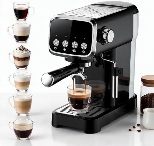 20BAR Espresso Machine with Frother, Coffee Maker with Cup Warmer