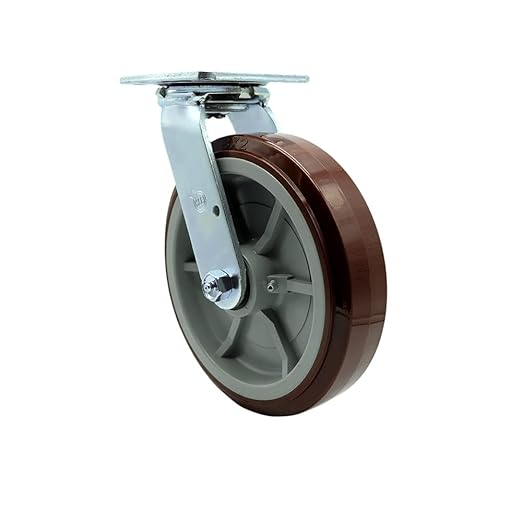 Service Caster Brand Replacement Caster for Uline Caster H-4943S - Swivel Top Plate Caster with 8 Inch Polyurethane Wheel - Heavy Duty Replacement Caster - Fits Platform, U-Boat and Trucks H-4148
