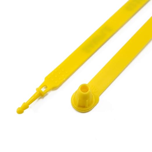 Leadseals(R) 100 Yellow Plastic Truck Trailer Seals Tite-Lock Tractor Door Seal Tamper Evident Security Tags Numbered Safty Disposable Locks for Trailer Logistics Shipping Transport