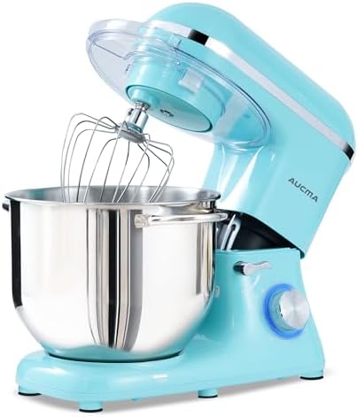 Aucma Stand Mixer, 8QT 900W 6-Speed Tilt-Head Food Mixer, Kitchen Electric Mixer with Dough Hook, Wire Whip & Beater (Blue, 8QT)