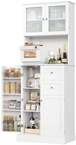 BOTLOG 72" Tall Kitchen Pantry Storage Cabinet with 4-Tier Door Shelves