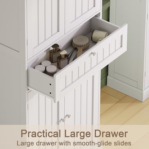 ChooChoo 72" H Bathroom Floor Cabinet with Drawer and Adjustable Shelves