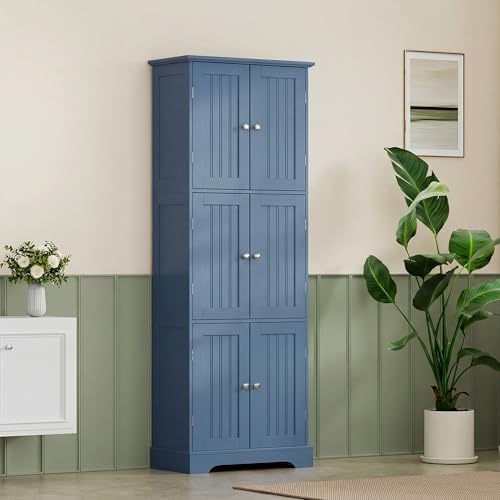 ChooChoo 63.2" Tall Bathroom Storage Cabinet with 6 Doors, Pantry Cabinet