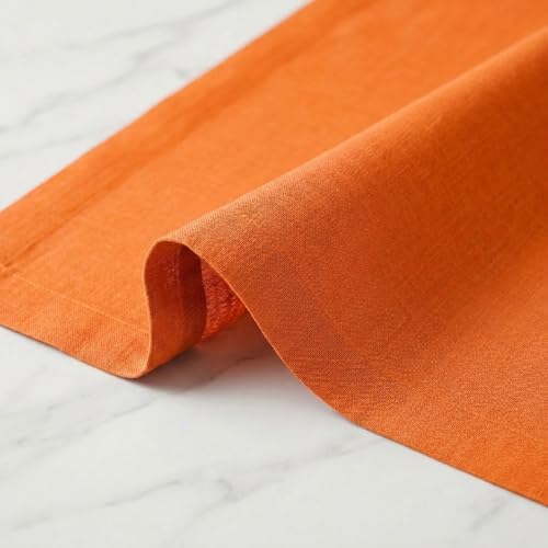 Solino Home 100% Pure Linen Placemats Orange, Fete 14 x 19 in, Set of 4
