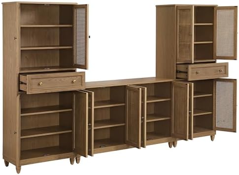 Crosley Furniture Katia 3-Piece Rattan Pantry & Sideboard Set