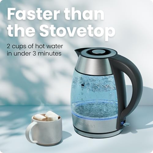 Chefman Electric Kettle 1500W, 1.8L Hot Water Boiler, Removable Lid for Easy Cleaning, LED Indicators, Auto Shutoff & Boil-Dry Protection, Borosilicate Glass Electric Tea Kettle – Stainless Steel - Image 2