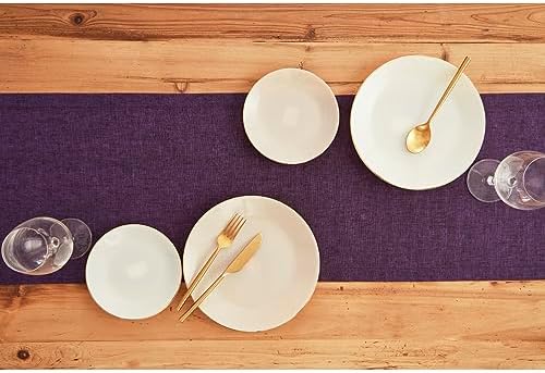 Solino Home 100% Pure Linen Table Runner Grape Long, Athena 14 x 120 in