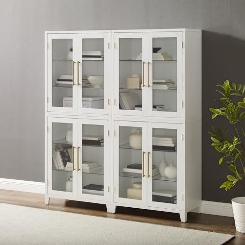Crosley Furniture Roarke 2-Piece Glass Door Pantry Storage Cabinet Set