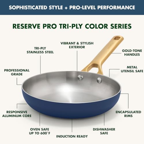 GreenPan Stainless Steel Tri-Ply Reserve 8” Frying Pan Skillet