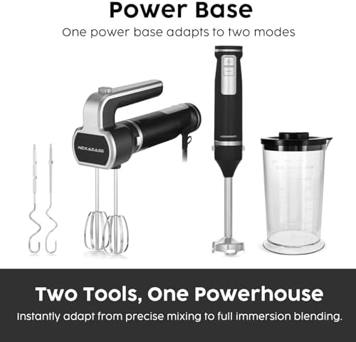 2-in-1 Electric Hand Mixer Immersion Blender, Corded Handheld Mixer Beaters