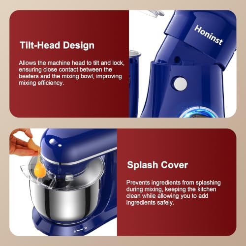 Honinst 4QT Electric Stand Mixer, 10-Speed Tilt-Head Compact Kitchen Mixer
