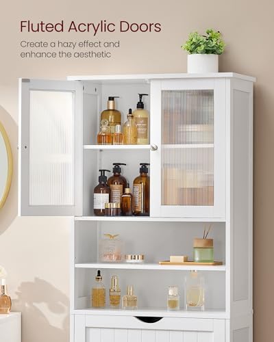 VASAGLE Storage Cabinet, Freestanding, Drawer, Open Compartments