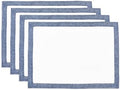 Solino Home 100% Linen Placemats, 14 x 19 in, Indigo and White, Set of 4