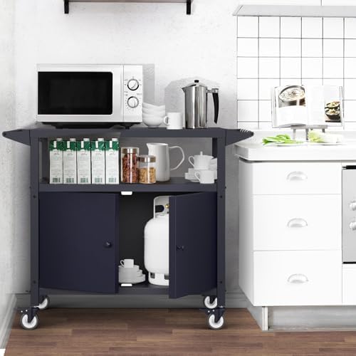 COZEER Outdoor Grill Table with Storage, Weatherproof Grill Cart