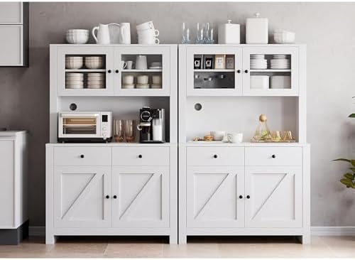 IDEALHOUSE 63" Kitchen Pantry Cabinet with Drawers, Storage, White