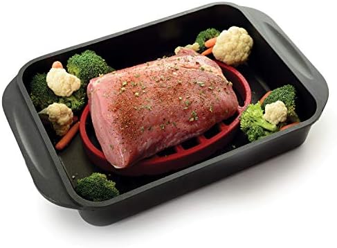 Norpro 405 Oval Silicone Roast Rack, Red 9x6
