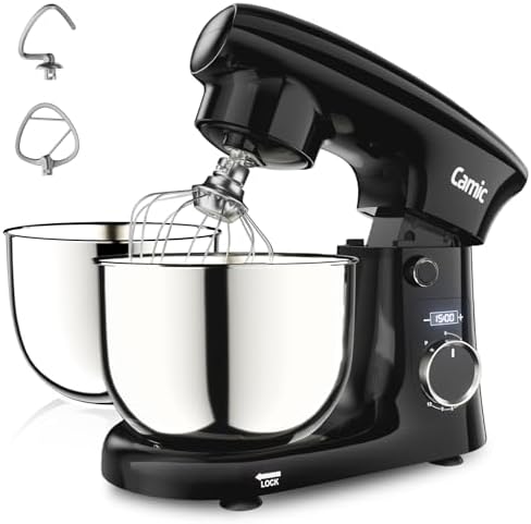 Camic Stand Mixer, 4.2QT+5.3QT Two bowls Electric Mixer,Black