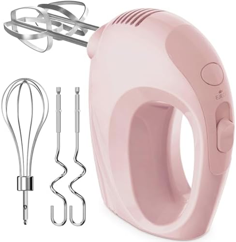 Handmixer Electric Handheld - 7 Speed Portable Kitchen Mixer Electric with 5 Stainless Steel Accessories Whisk, Food Beater for Whipping Mixing Cookies Cakes Home (CX6613-PK)
