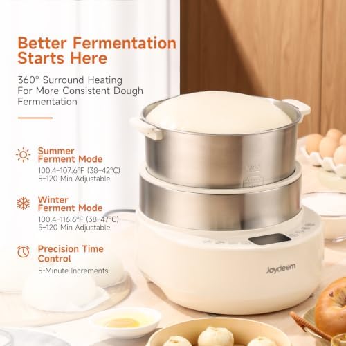 Joydeem Electric Dough Maker, 7.4Qt with Smart Kneading & 360° Fermentation