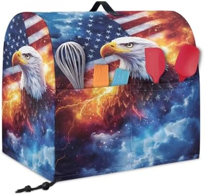 American Flag Eagle Mixer Cover Compatible with 4-8 Qt Kitchen Aid Mixer Covers Anti-Stain Kitchen Appliance Dust Cover with Handle Pockets