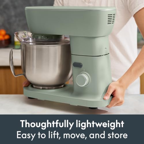 bella STIR 5.3Qt Tilt-Head Stand Mixer, 12-Speed Countertop Mixer, Aloe