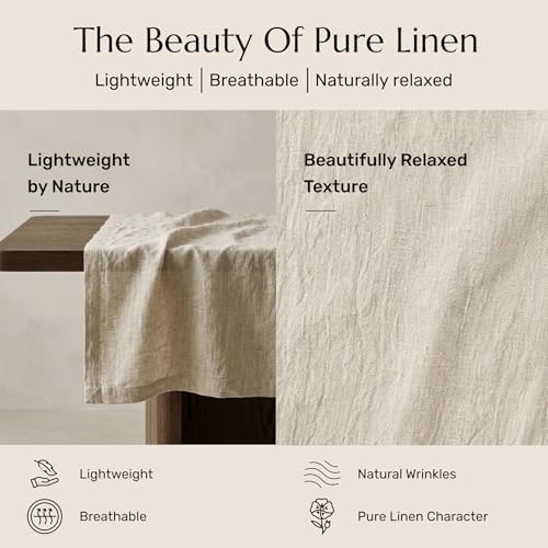 Solino Home 100% Pure Linen Table Runner Natural Woven, Fete 14 x 36 in