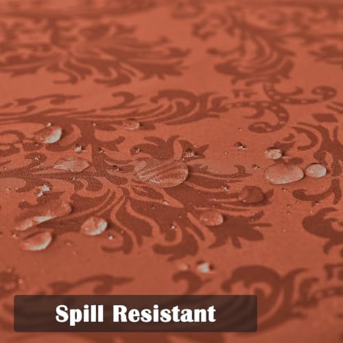 SASTYBALE Brick Red Fall Jacquard Damask Rectangle Tablecloth 60 x 102 Inch