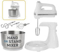 West Bend Two Sweet 2-in-1 Hand & Stand Mixer, 11 Speeds with Turbo Boost, 4.4 Qt Rotating Bowl, Dough Hooks, Beaters & Whisk, Tilt-Head Design, 550 Peak Watts, White