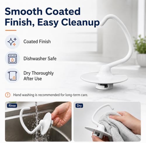 K45DH Dough Hook, 1 Pack for Kitchen Aid 4.5-5 Qt Tilt-Head Mixers