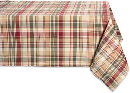 DII Give Thanks Plaid Fall Table Decor, Autumn & Thanksgiving Tabletop Linens, 60x84 Rectangle Tablecloth