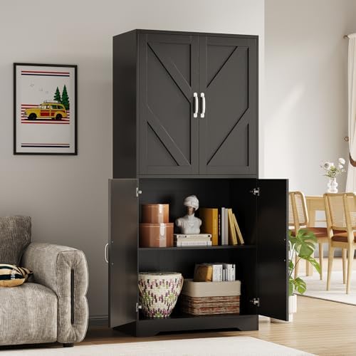 IDEALHOUSE 70" Kitchen Pantry Storage Cabinet with 3 Adjustable Shelves